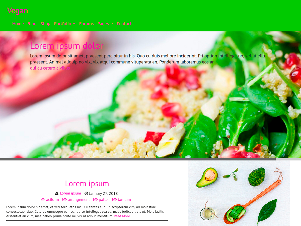 Vegan theme screenshot