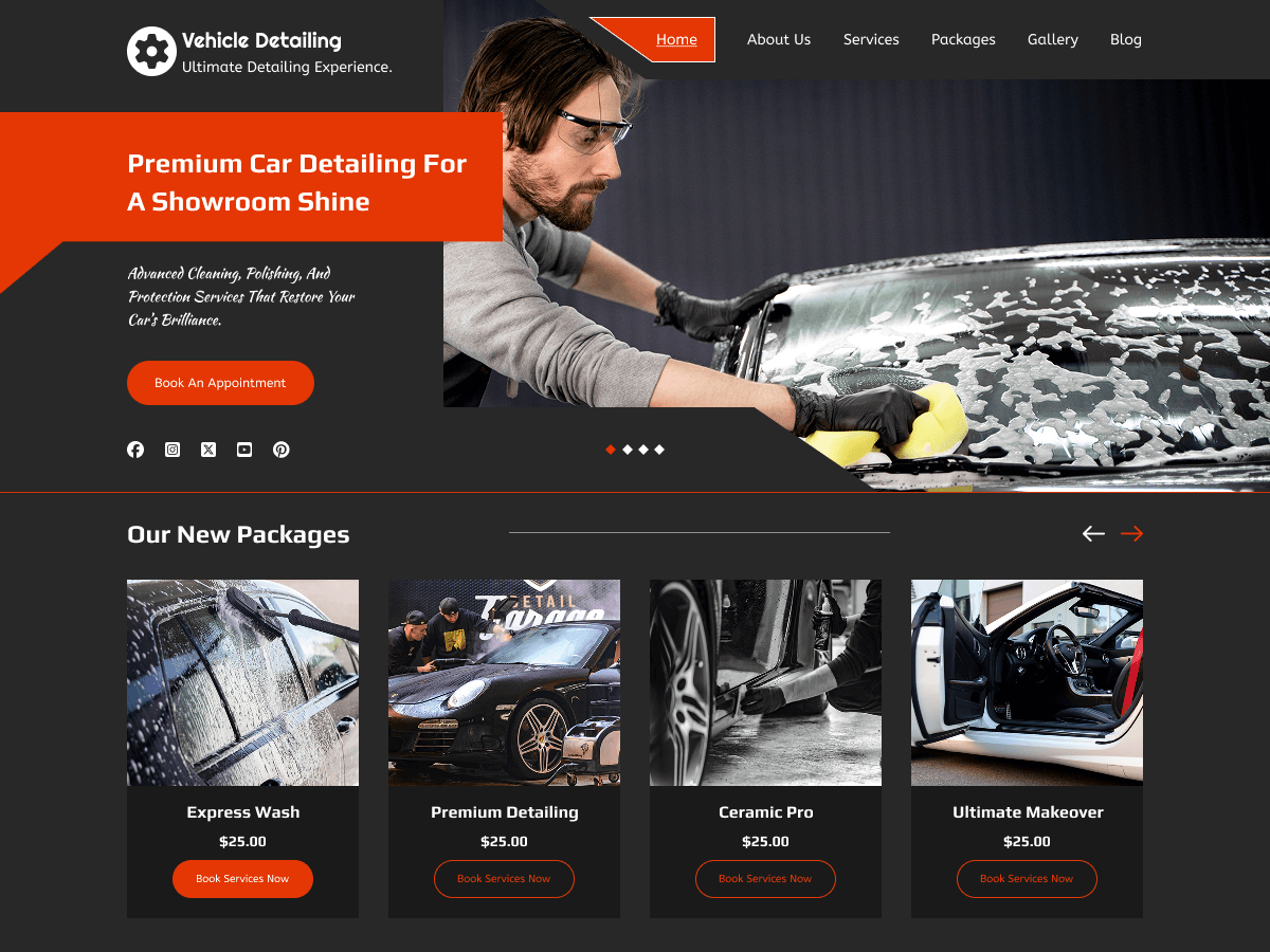 Vehicle Detailing theme screenshot