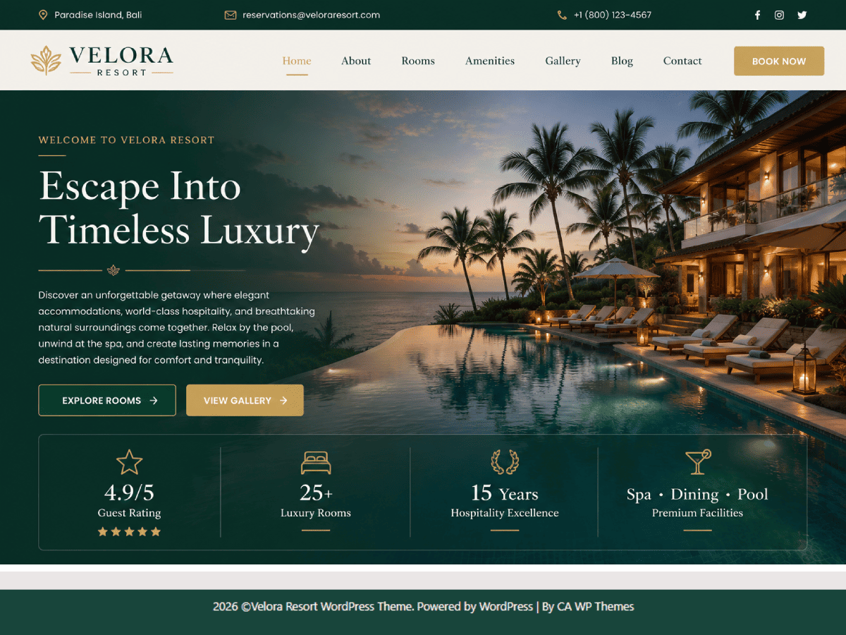 Velora Resort theme screenshot