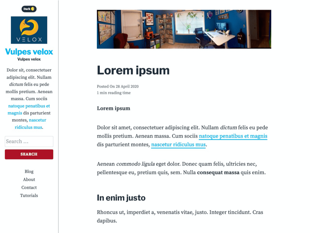 Velox theme screenshot