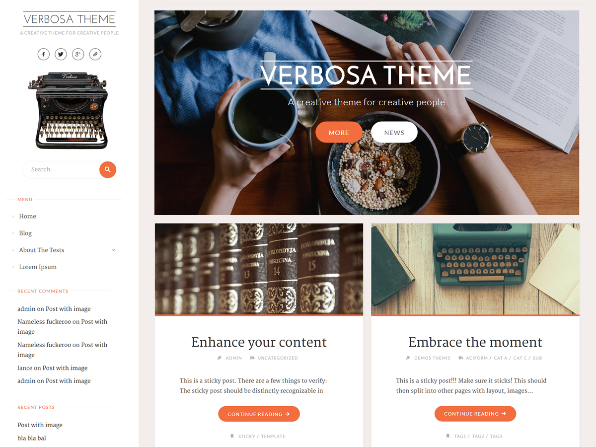 Verbosa theme screenshot