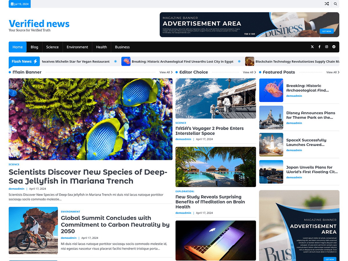Verified News theme screenshot