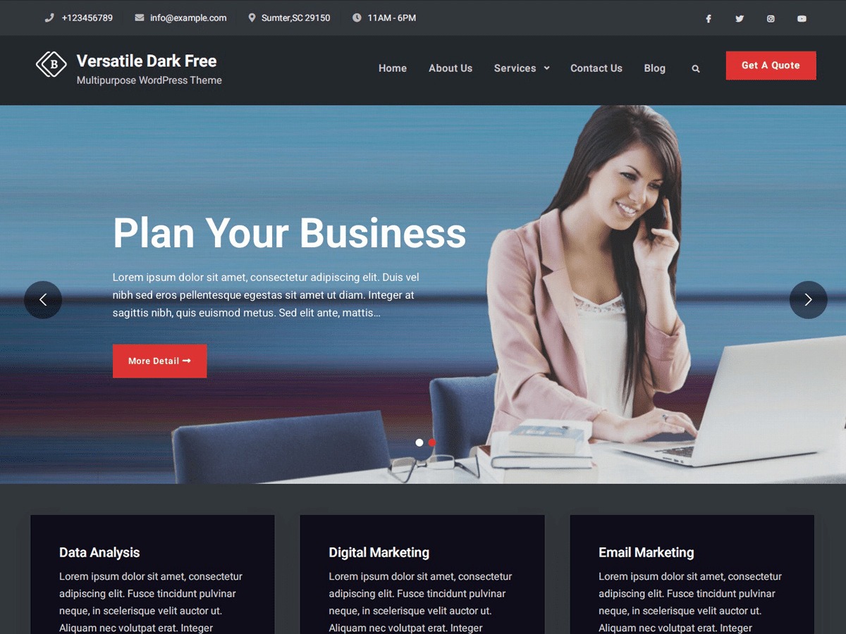 Versatile Business Dark theme screenshot