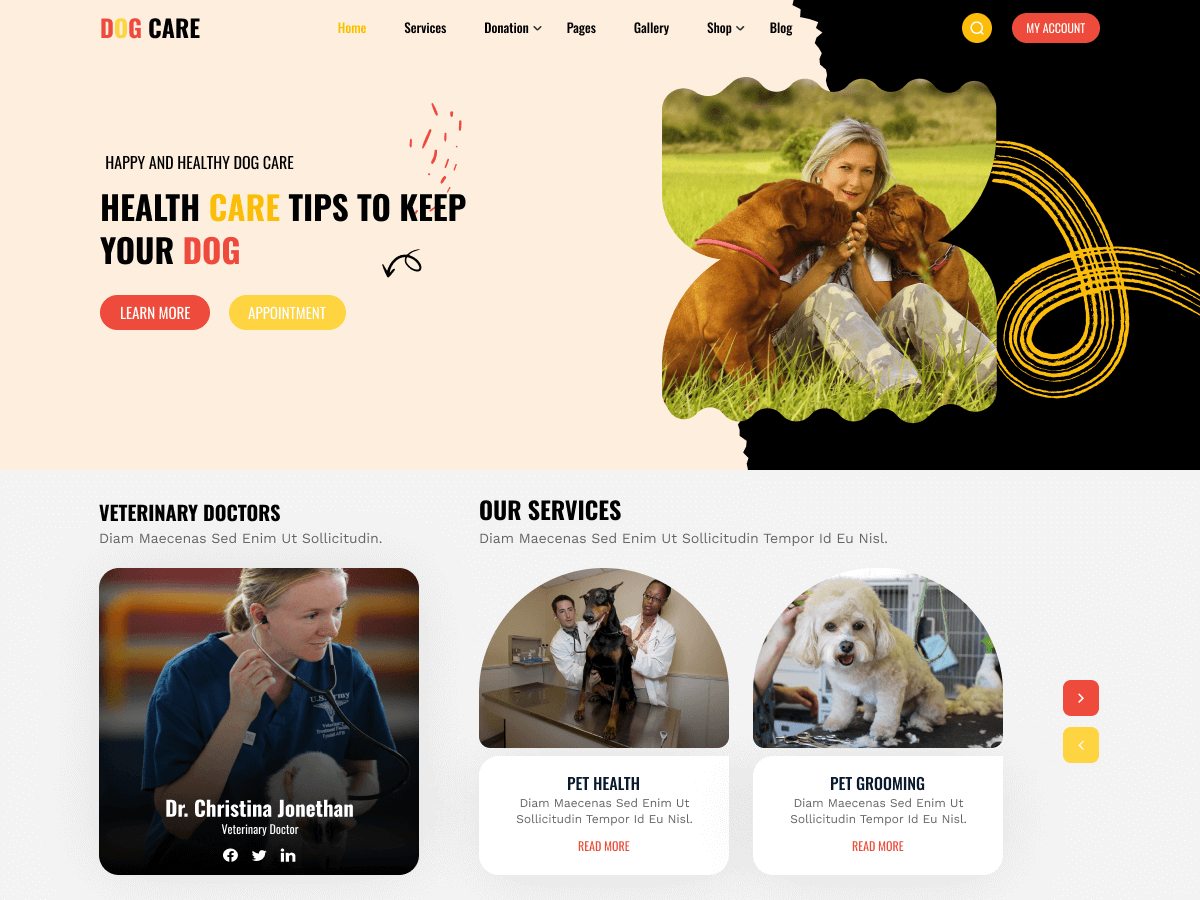 Veterinary Dogcare theme screenshot