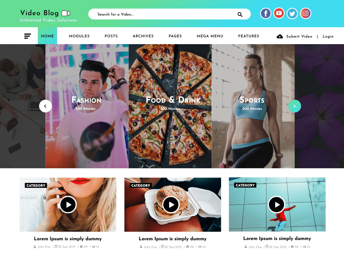 Video Blog theme screenshot
