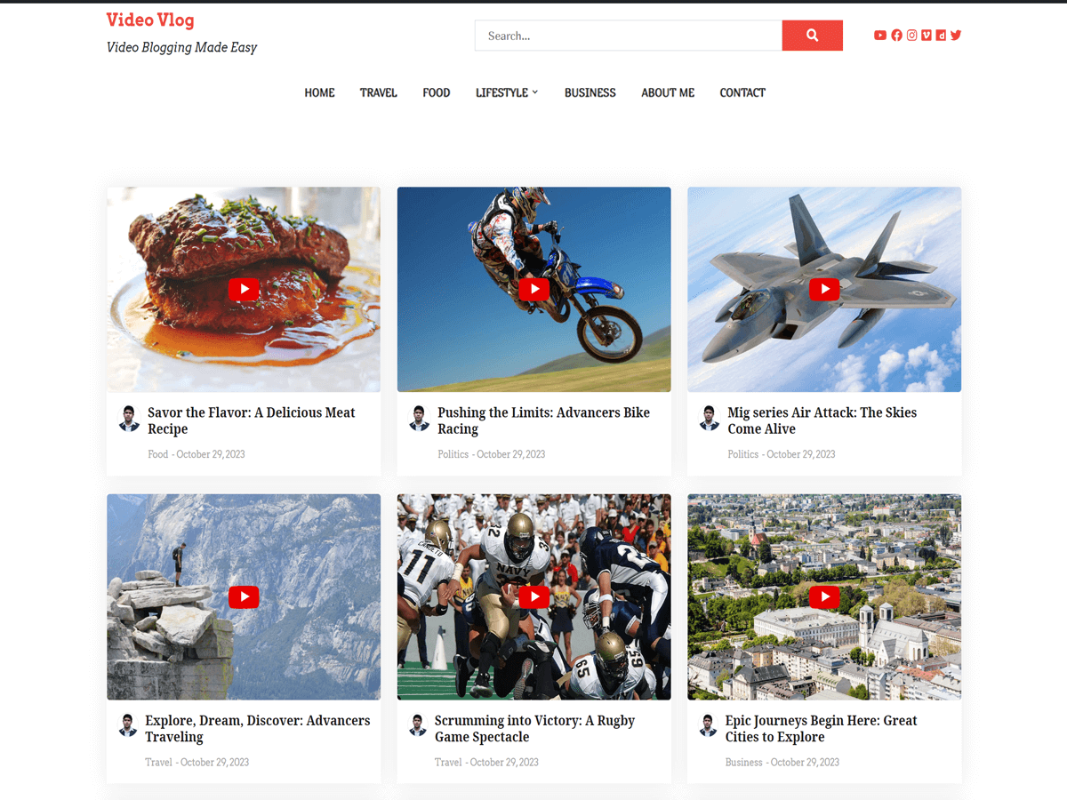 Video Vlog theme screenshot