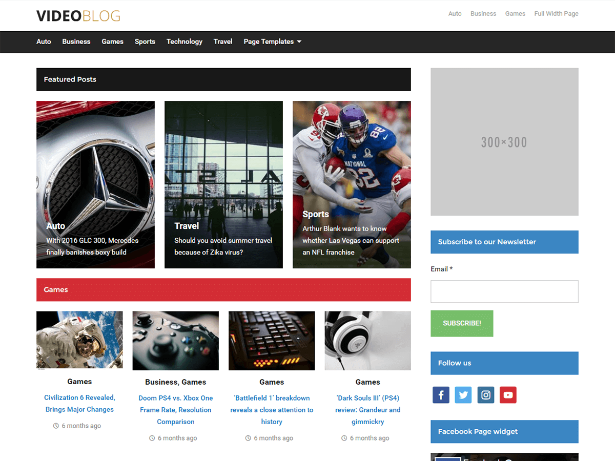 Videoblog theme screenshot