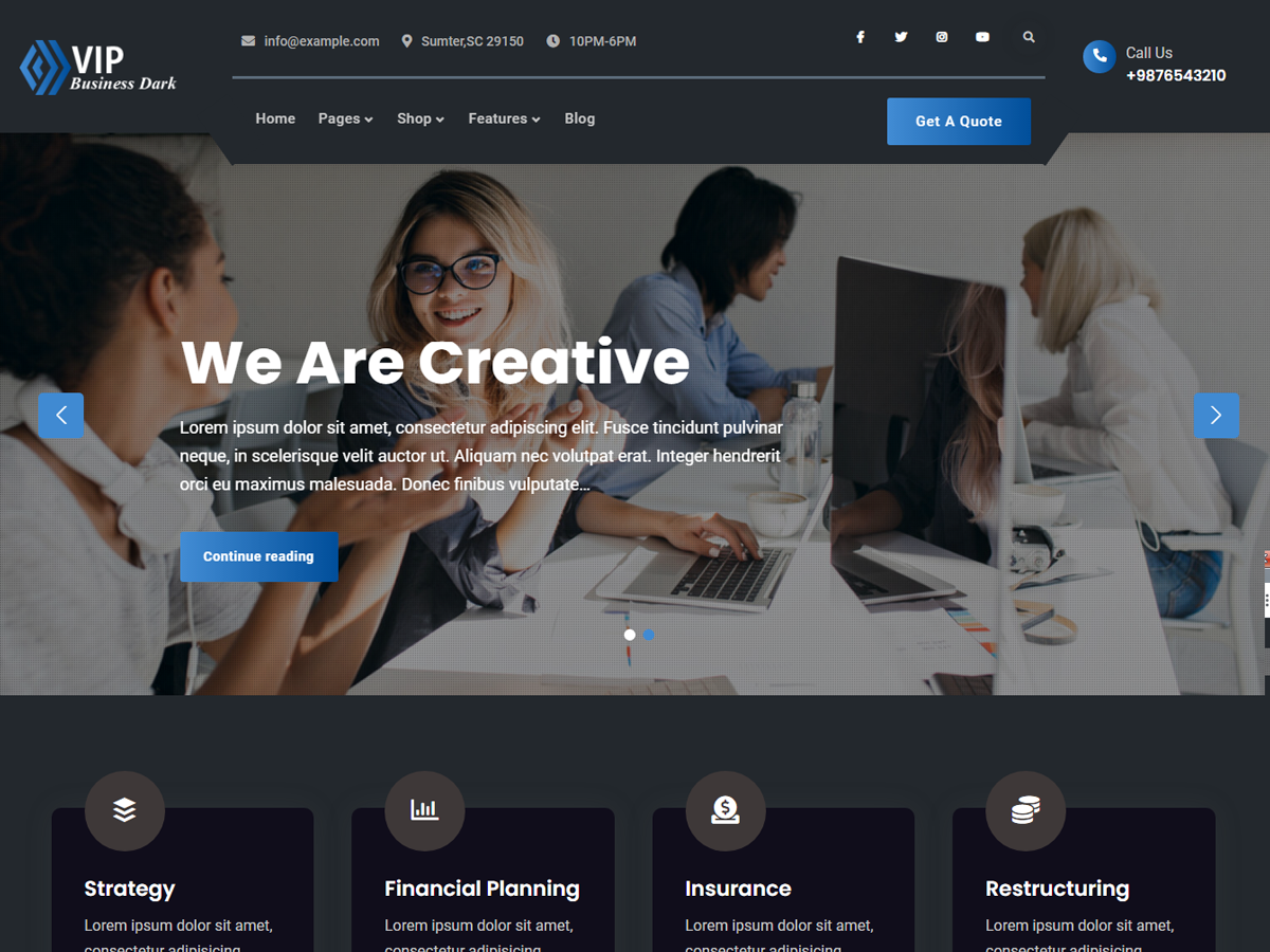 Vip Business Dark theme screenshot