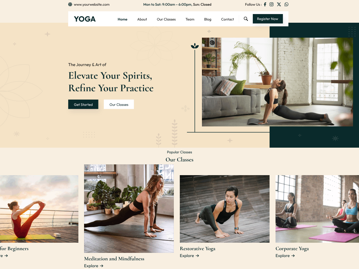 Virtual Yoga Sessions theme screenshot