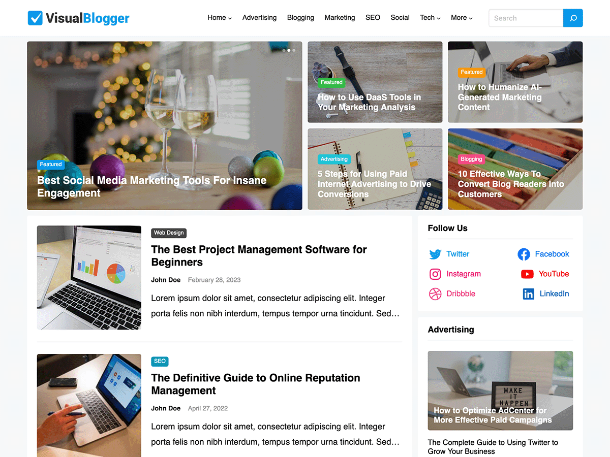 VisualBlogger theme screenshot