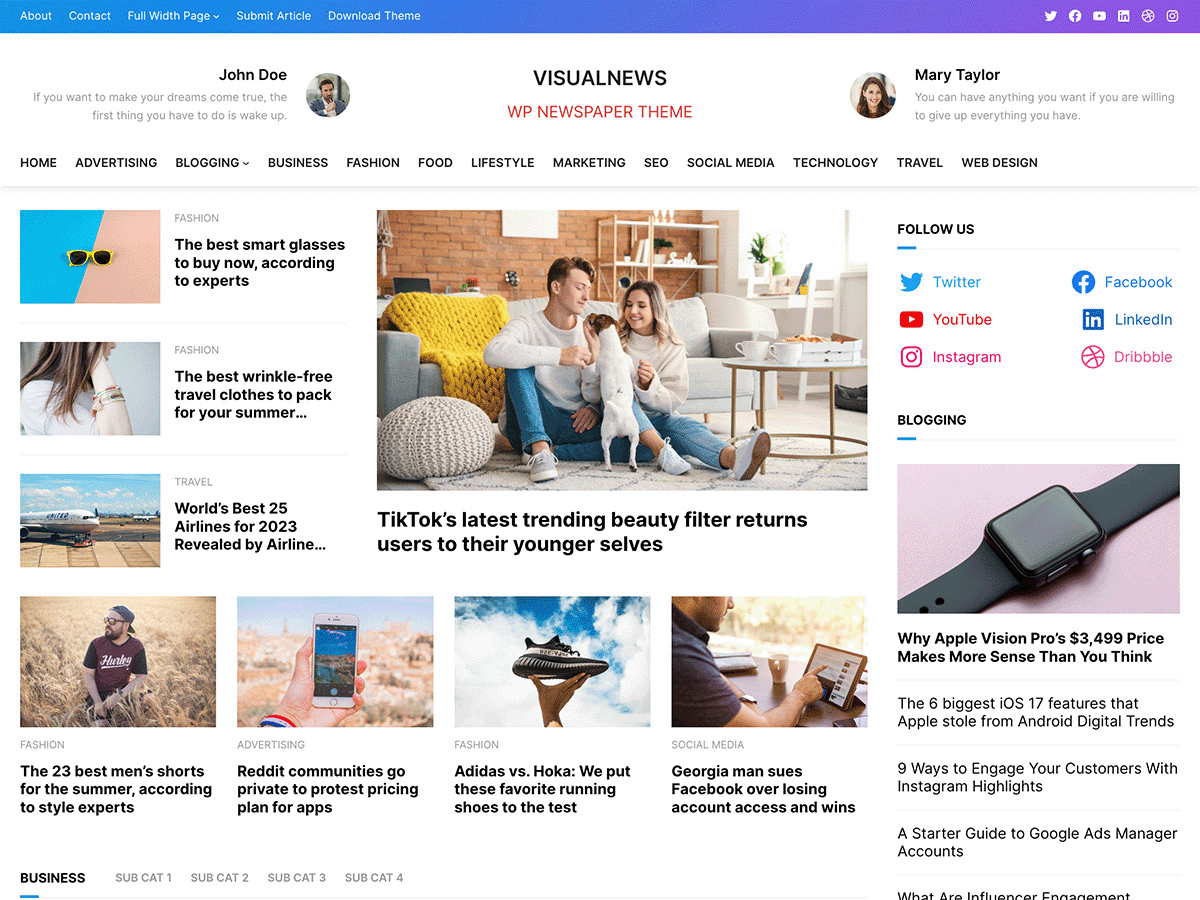 VisualNews theme screenshot