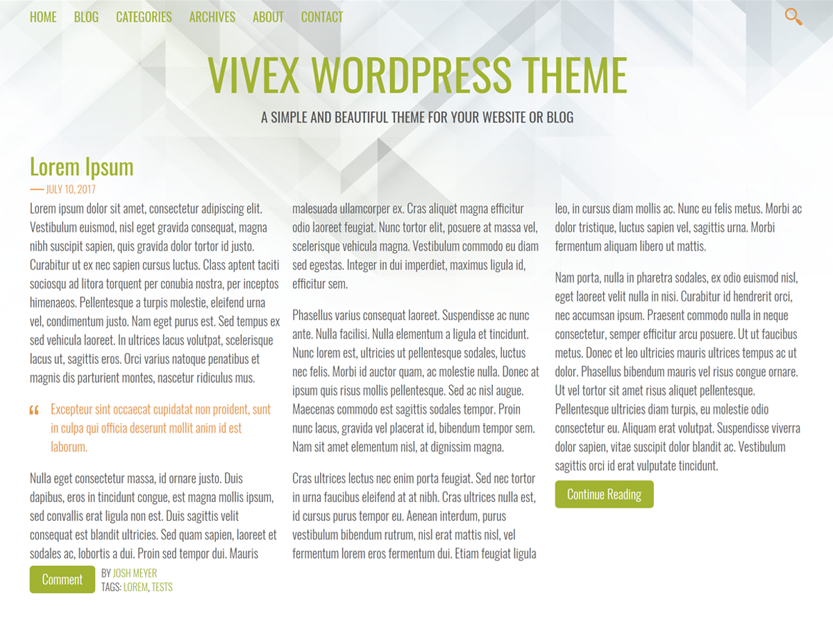 Vivex theme screenshot