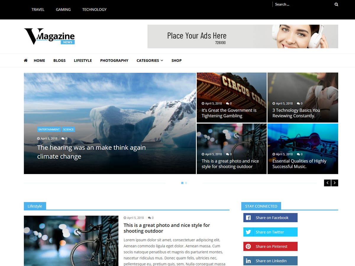 Vmagazine News theme screenshot