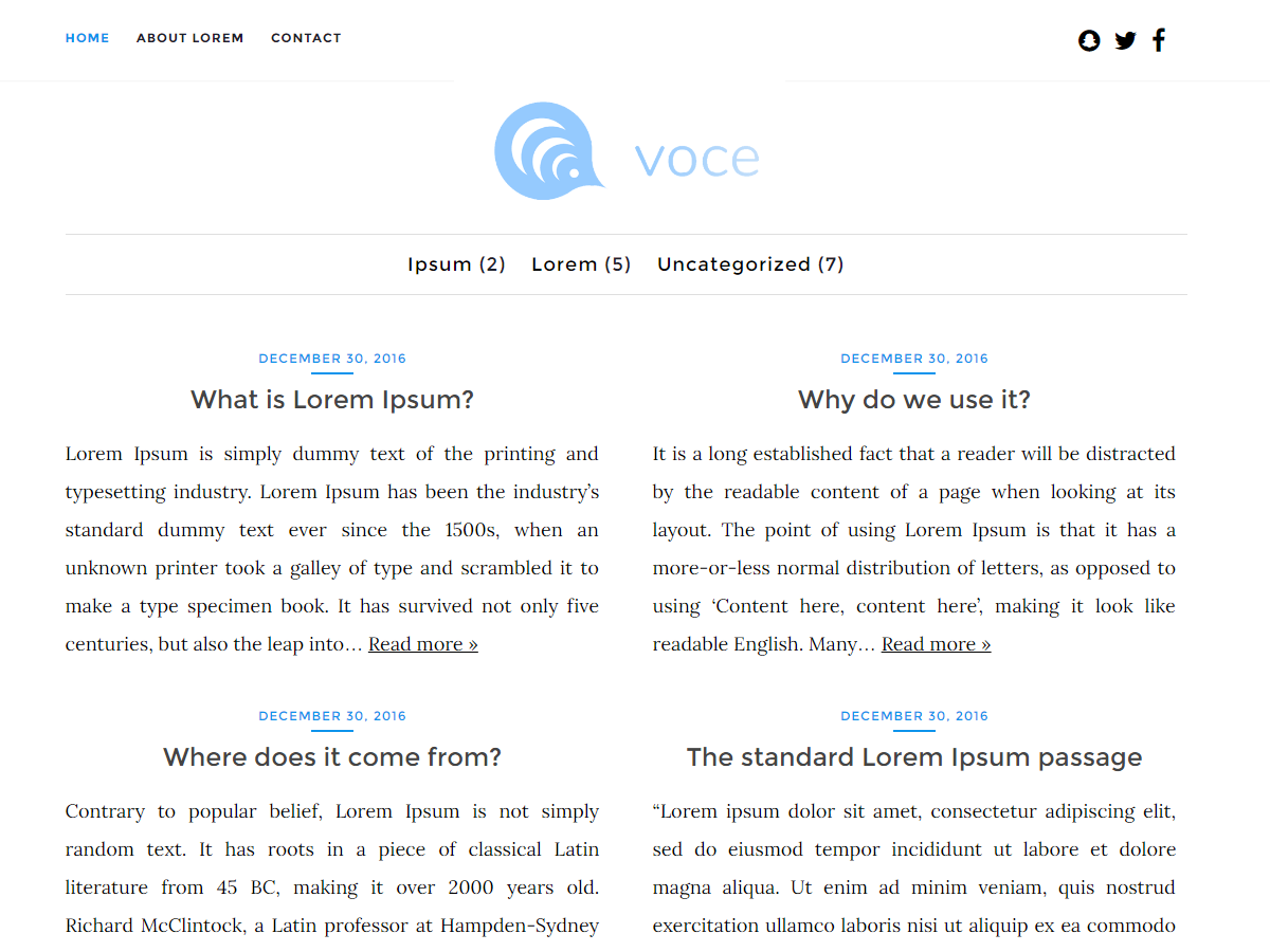 voce theme screenshot