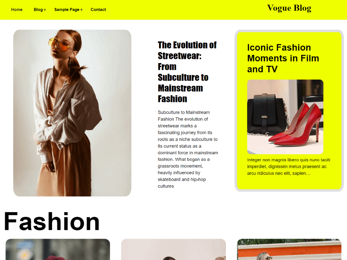 Vogue Blog theme screenshot