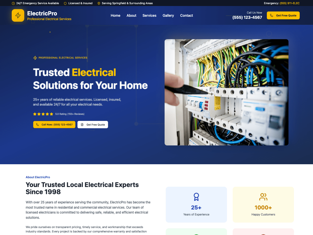 Voltmaster Electrician theme screenshot