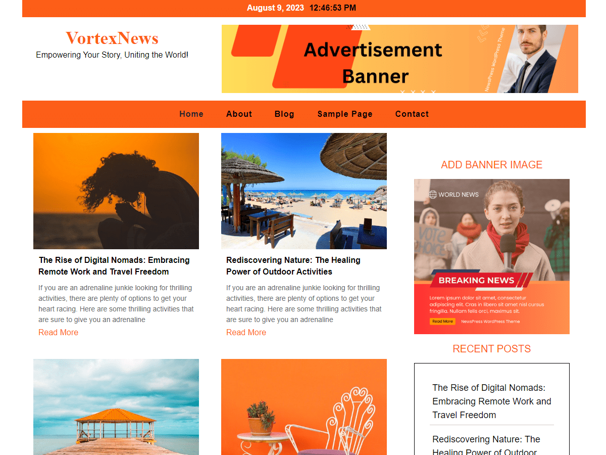 VortexNews theme screenshot