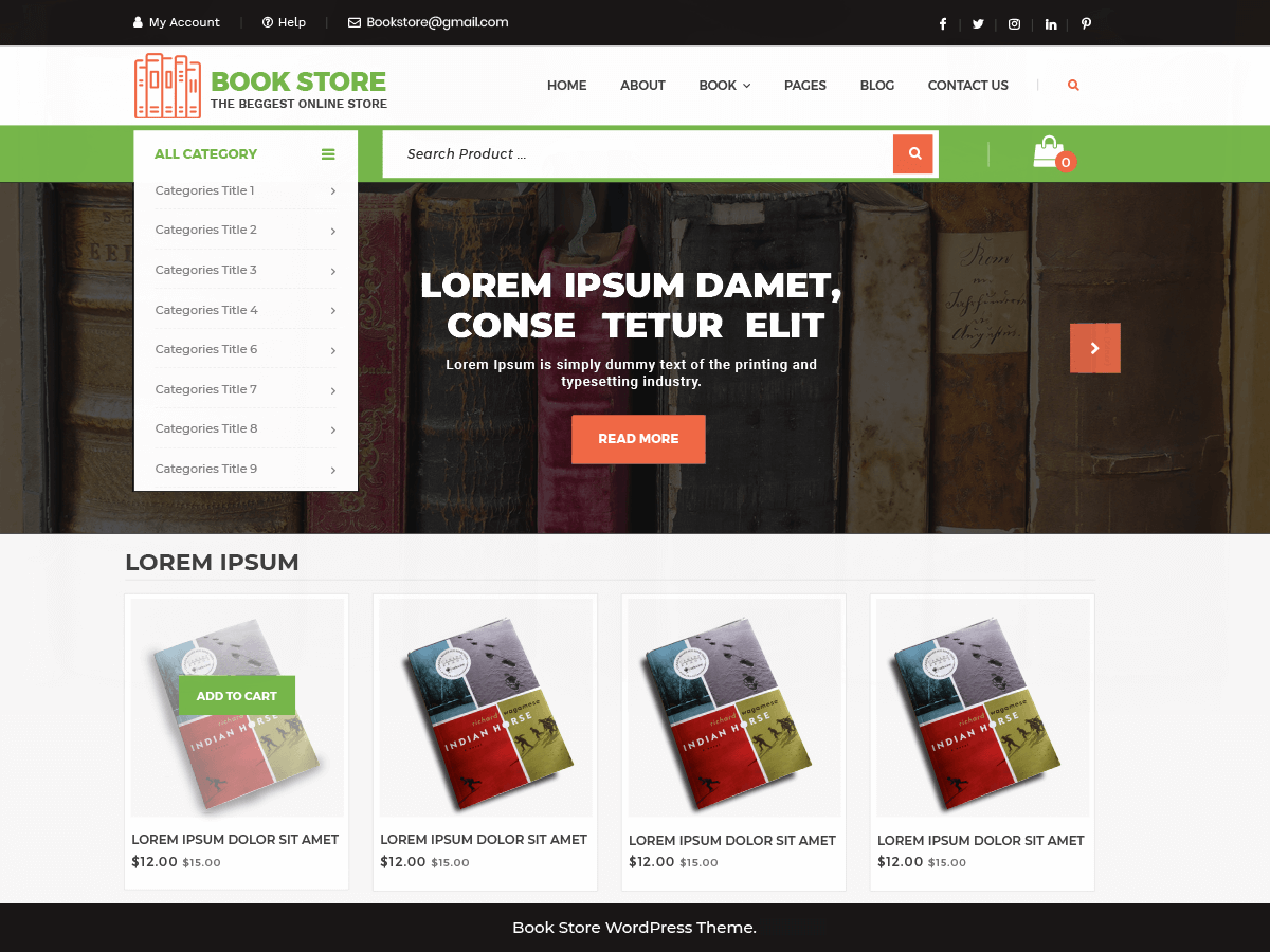 VW Book Store theme screenshot