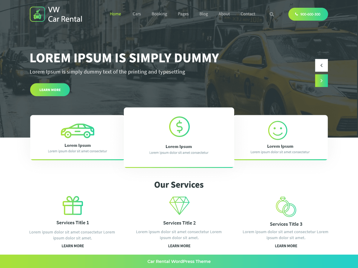 VW Car Rental theme screenshot