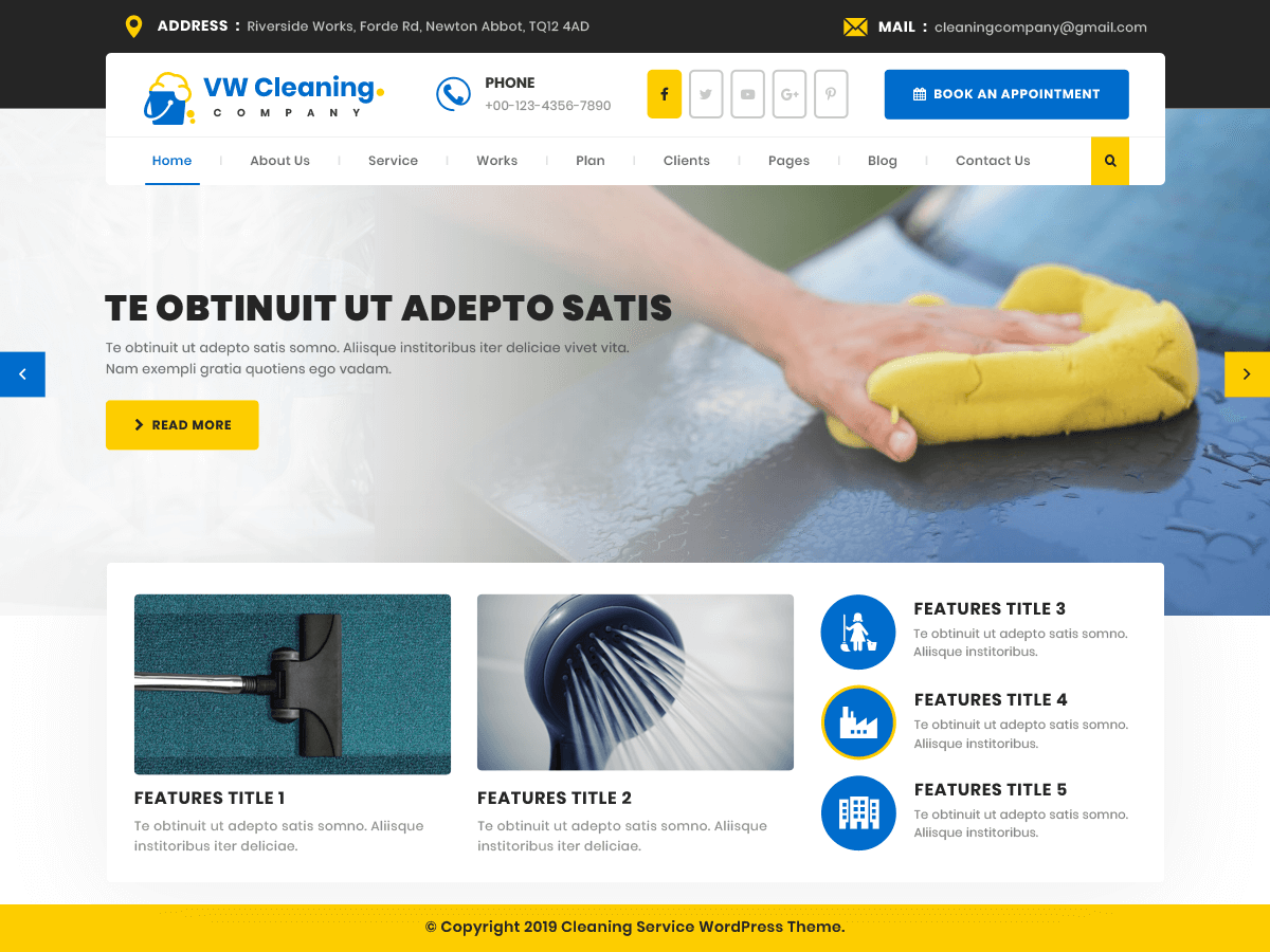 VW Cleaning Company theme screenshot