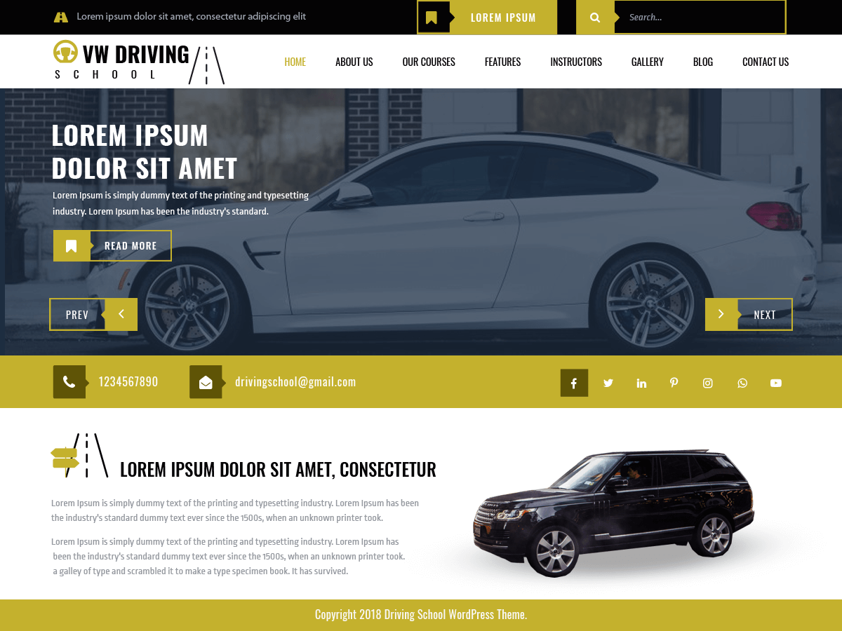 VW Driving School theme screenshot