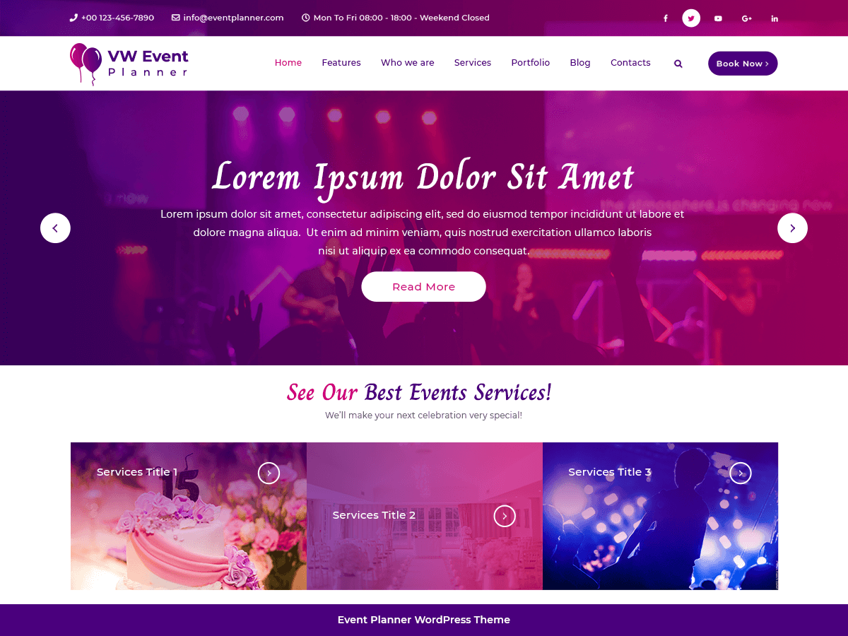 VW Event Planner theme screenshot