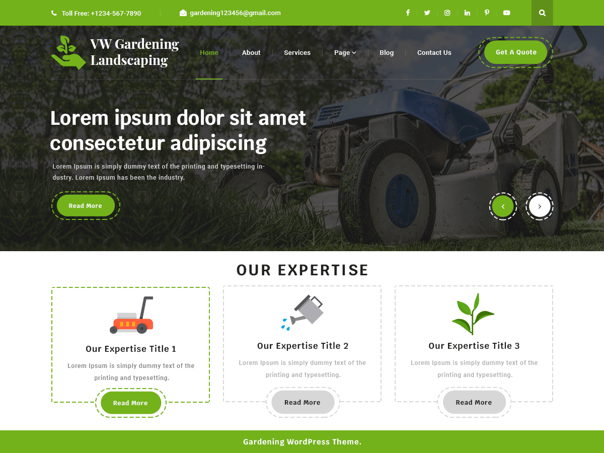 VW Gardening Landscaping theme screenshot