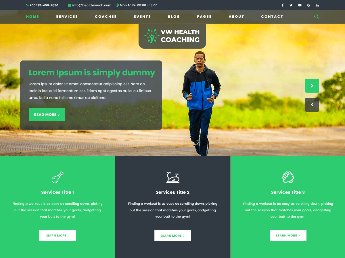 VW Health Coaching theme screenshot