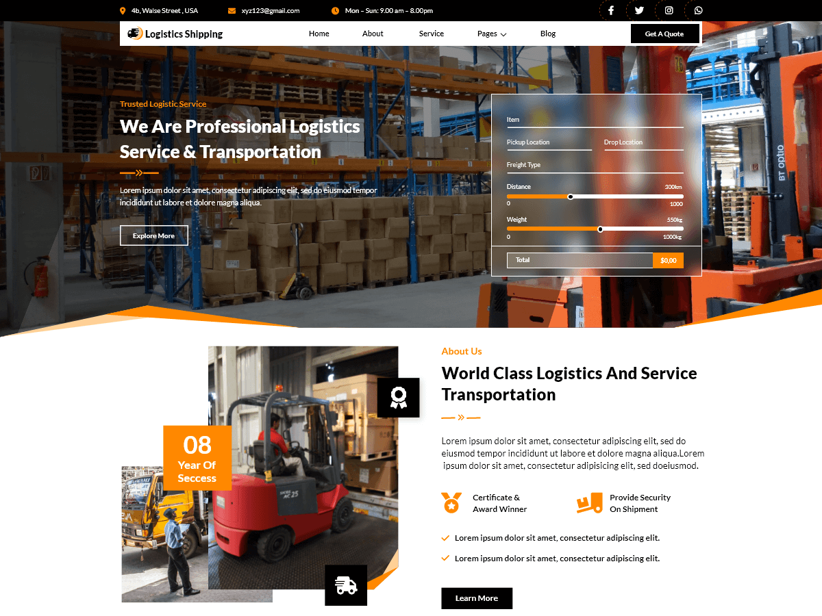 VW Logistics Shipping theme screenshot