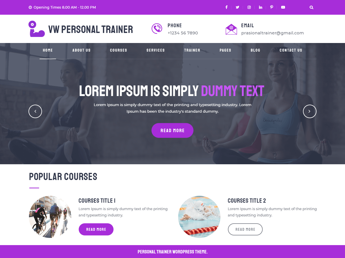 VW Personal Trainer theme screenshot