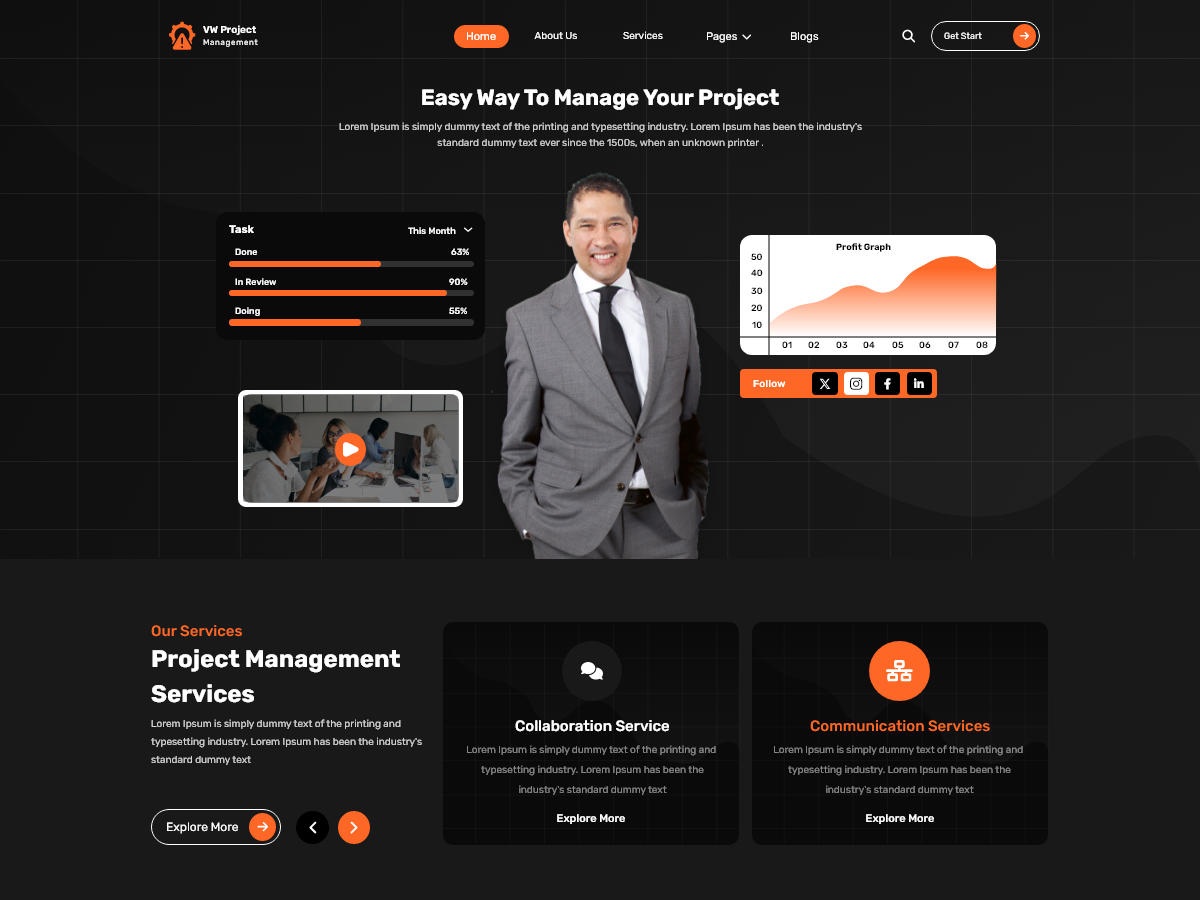 VW Project Management theme screenshot