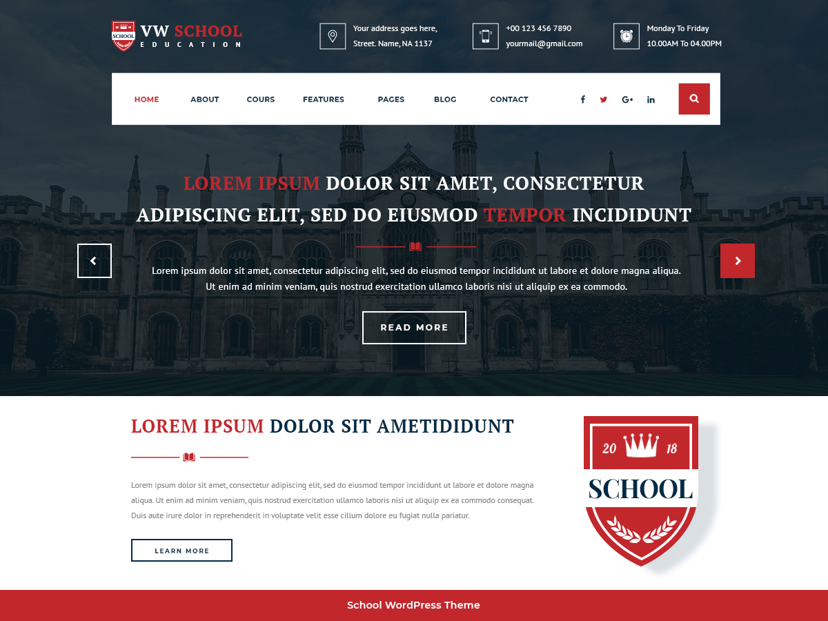 VW School Education theme screenshot