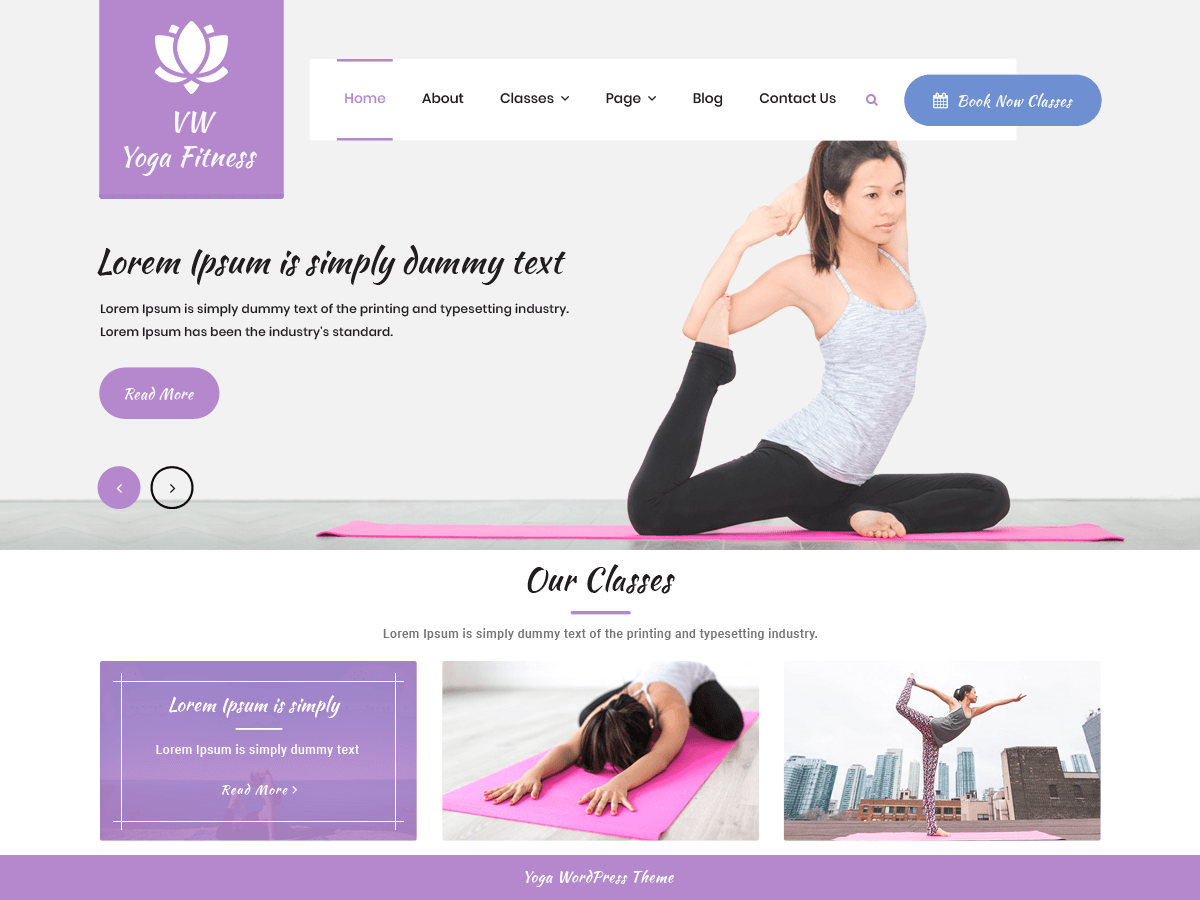 VW Yoga Fitness theme screenshot