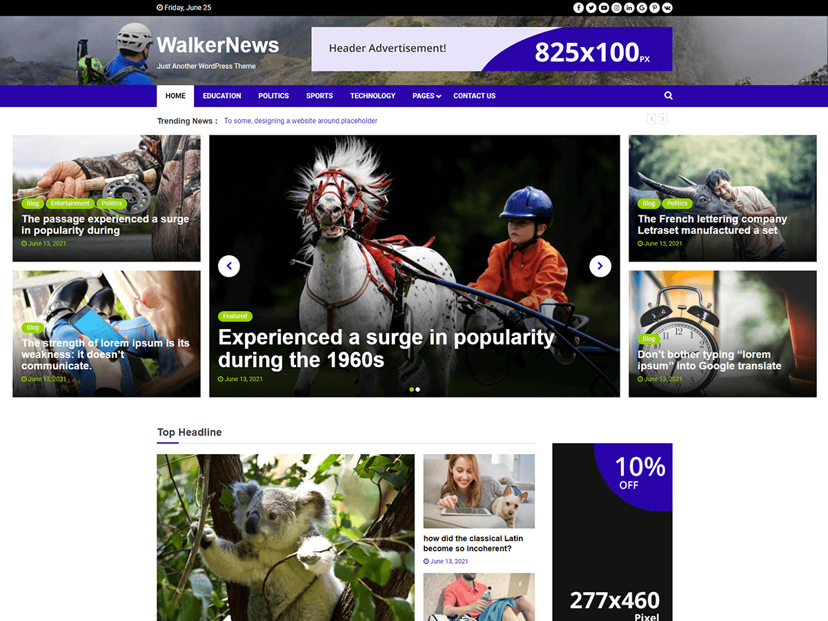 WalkerNews theme screenshot