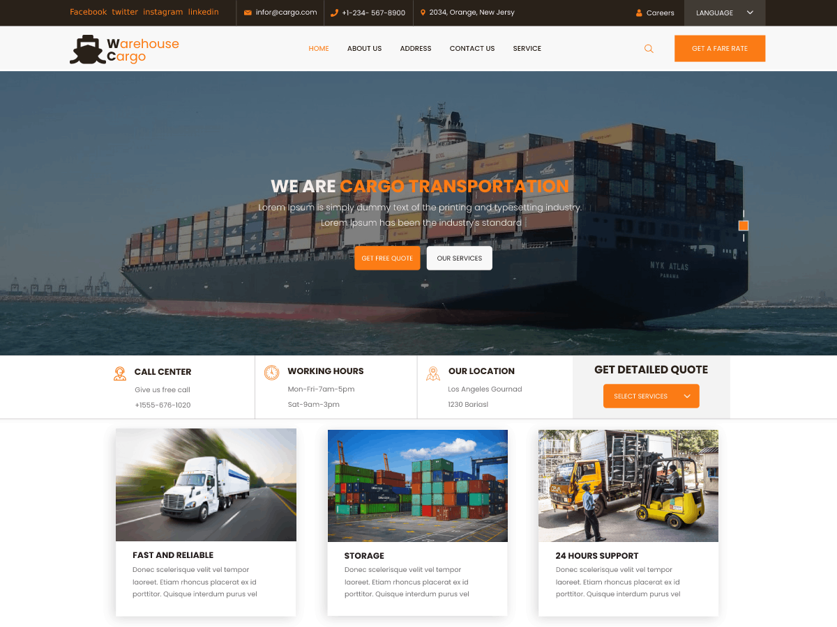 Warehouse Cargo theme screenshot