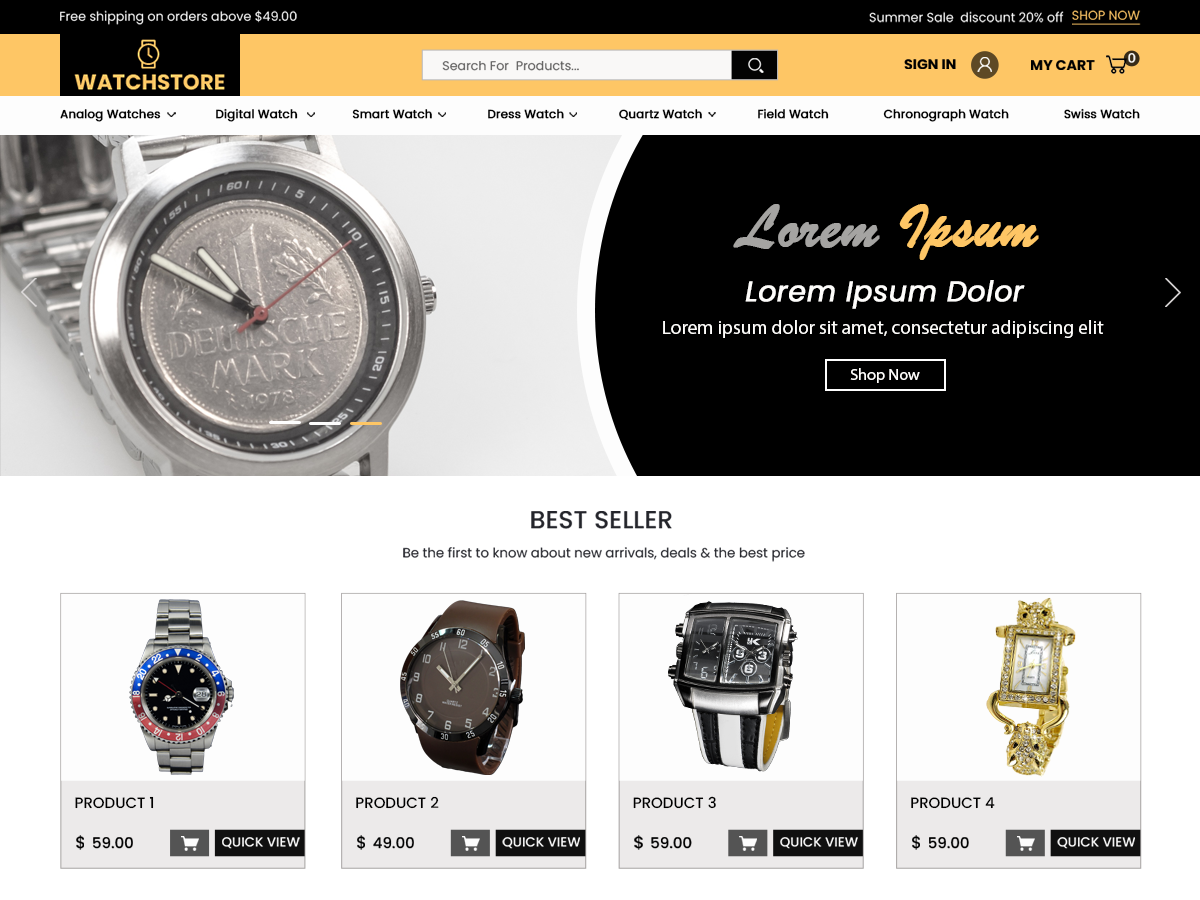 Watch Store theme screenshot