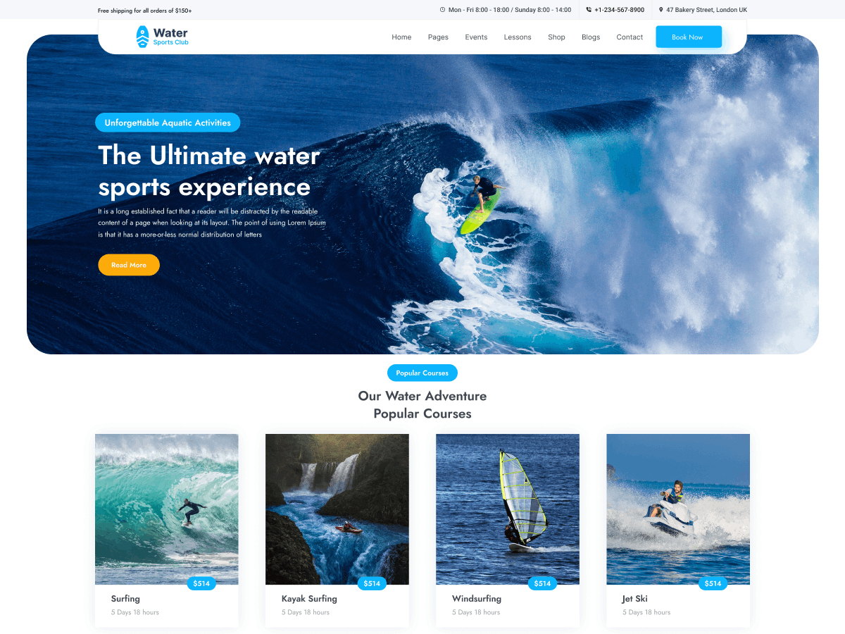 Water Sports Rental theme screenshot