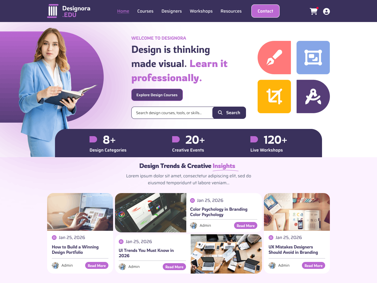 Web Designer Courses theme screenshot