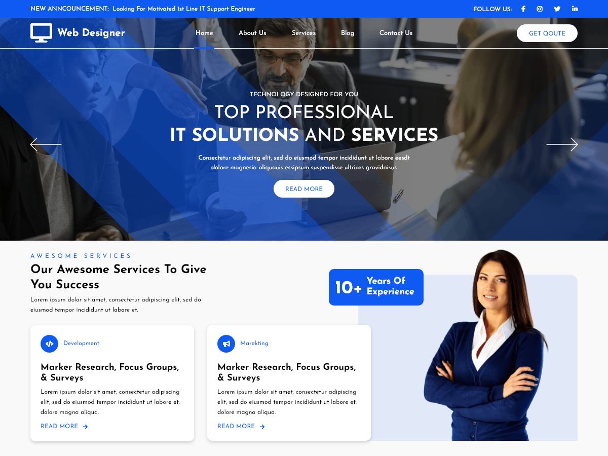 Web Designer Elementor theme screenshot