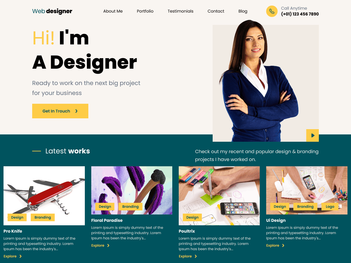 Web Designer Portfolio theme screenshot