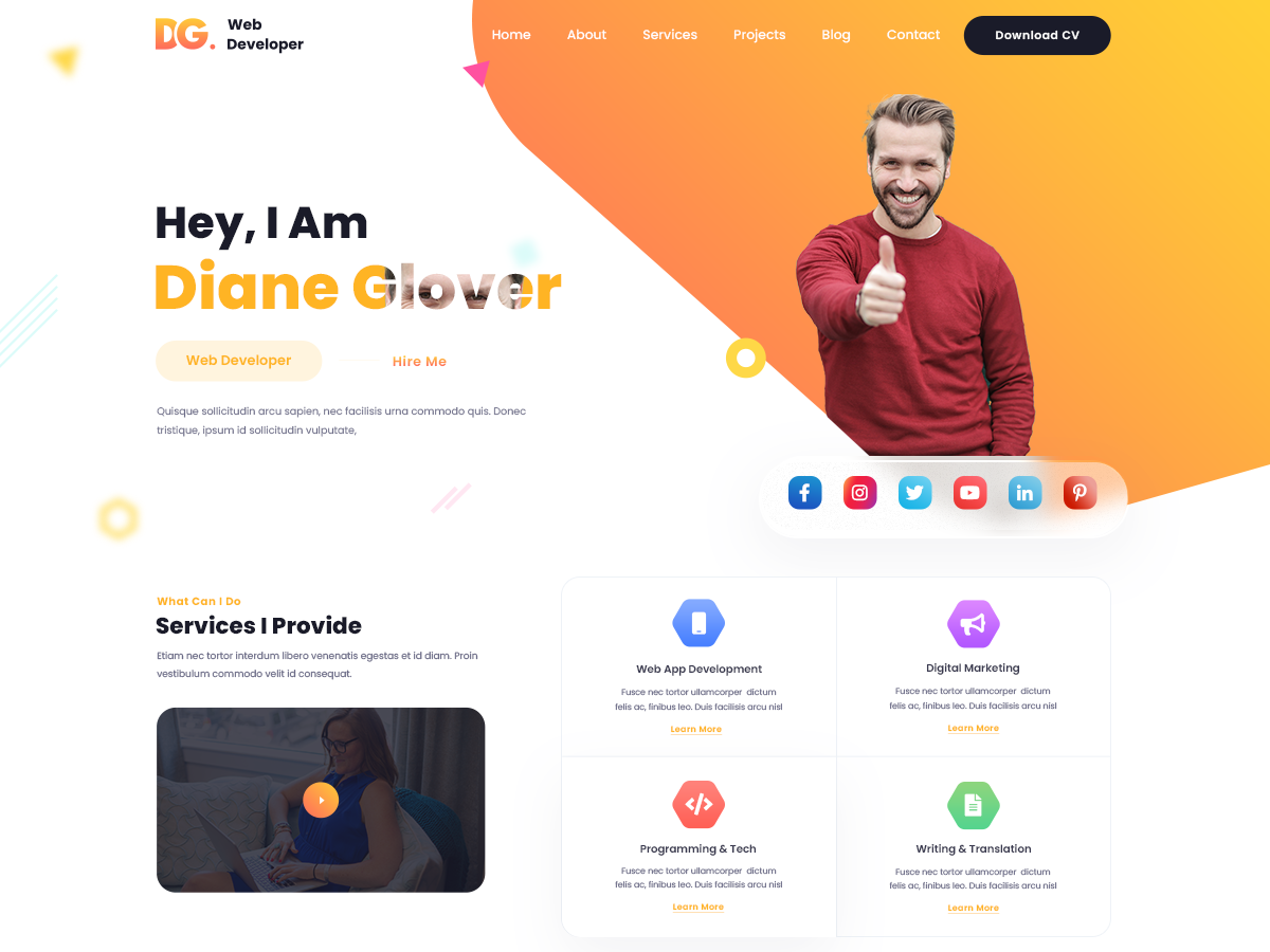 Web Developer Elementor theme screenshot