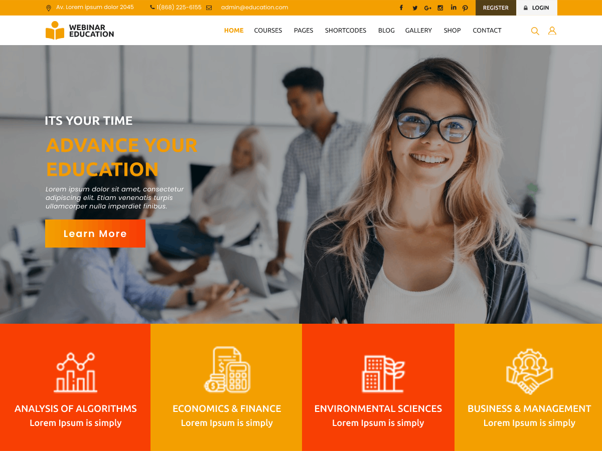 Webinar Education theme screenshot