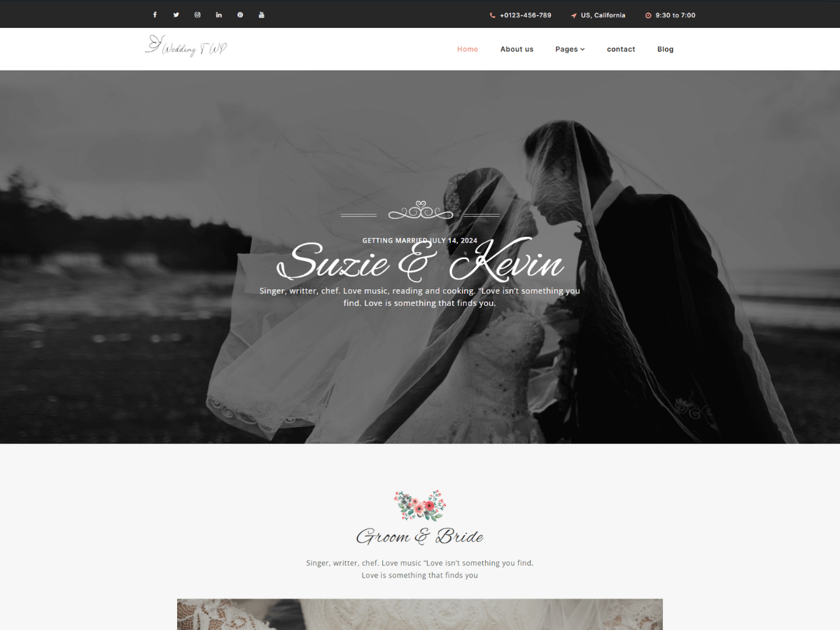 Wedding Elementor theme screenshot