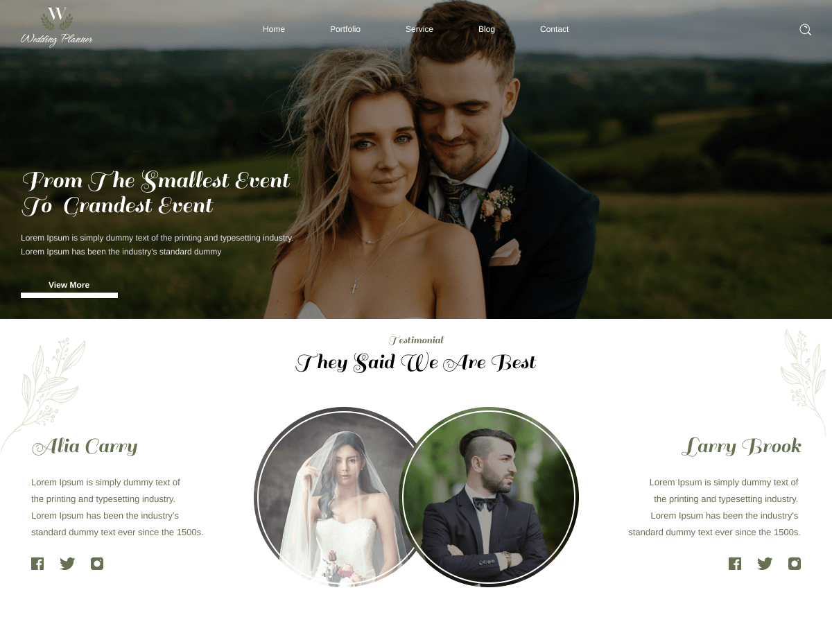 Wedding Event Management theme screenshot