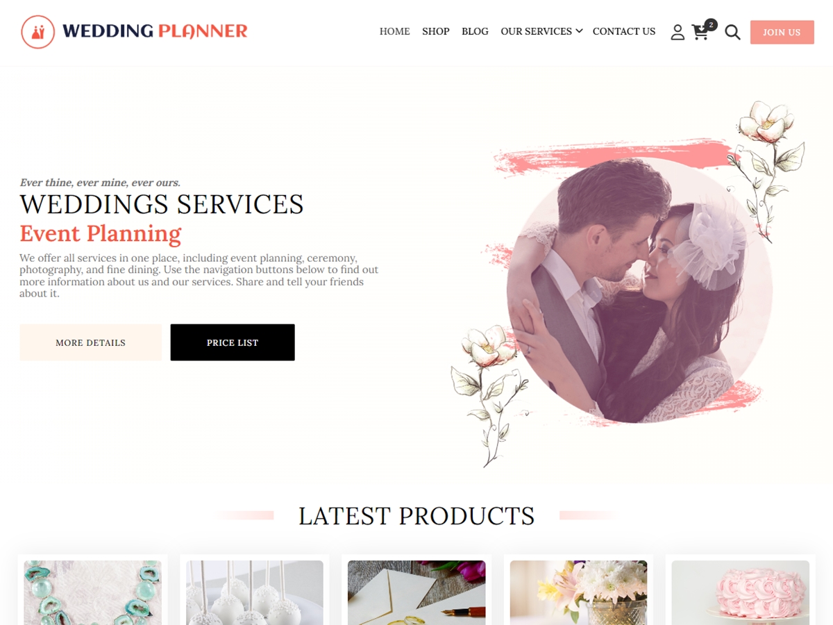 Wedding Planner: Event Management theme screenshot