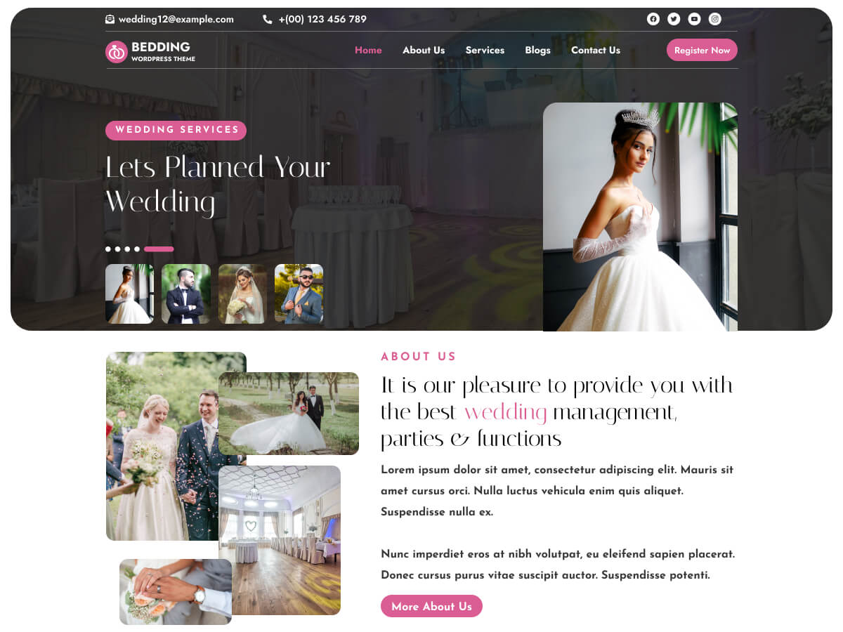 Wedding Planner Firm theme screenshot