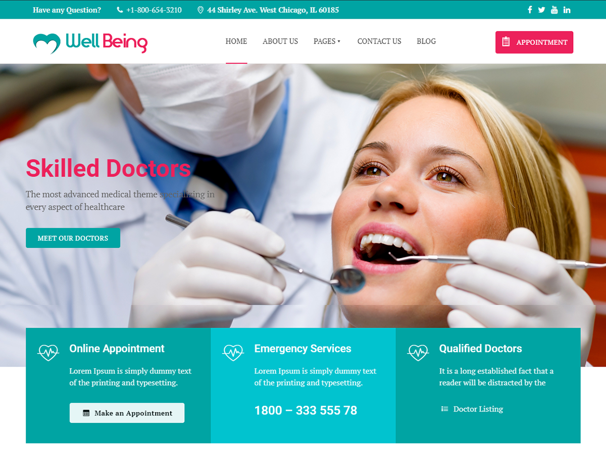Wellbeing Hospital theme screenshot