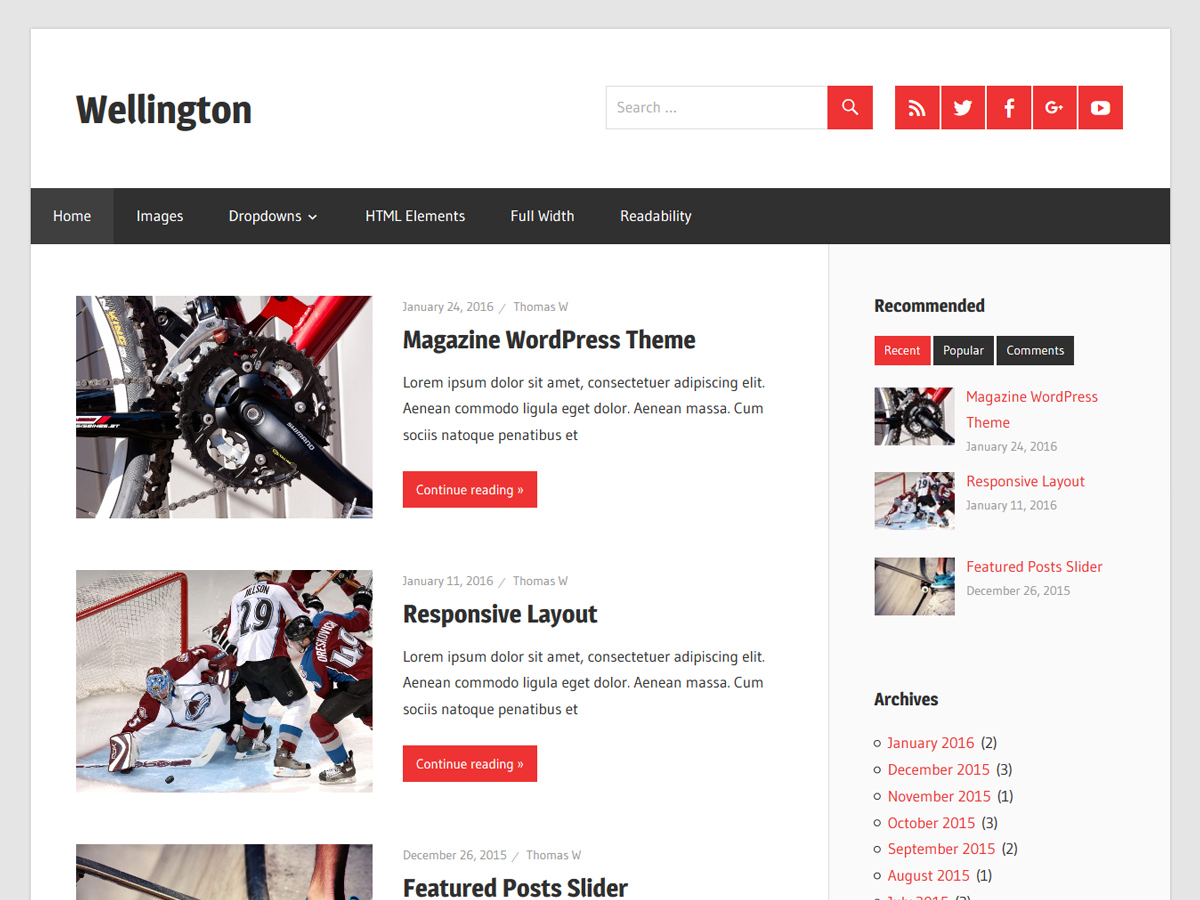 Wellington theme screenshot