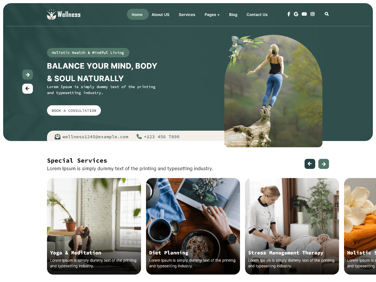 Wellness and Health theme screenshot