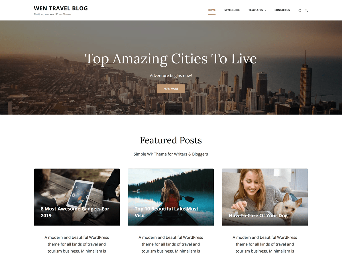 WEN Travel Blog theme screenshot
